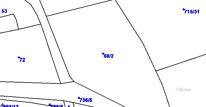 Parcela st. 68/2 v KÚ Hraběšice, Katastrální mapa