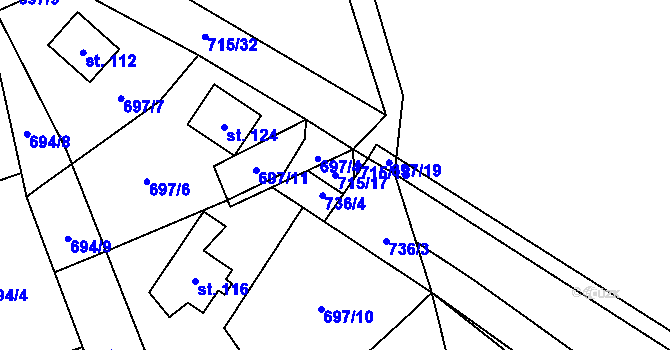 Parcela st. 715/17 v KÚ Hraběšice, Katastrální mapa