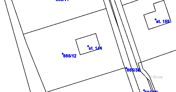 Parcela st. 144 v KÚ Hraběšice, Katastrální mapa