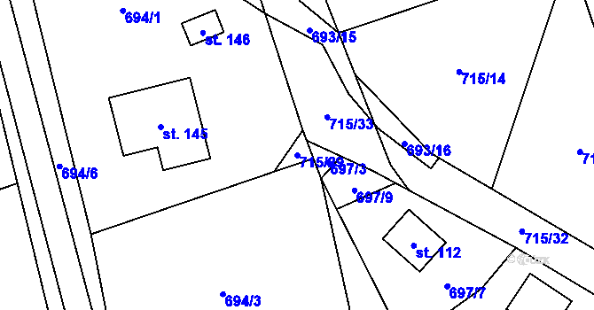 Parcela st. 715/29 v KÚ Hraběšice, Katastrální mapa