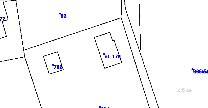 Parcela st. 170 v KÚ Hraběšice, Katastrální mapa