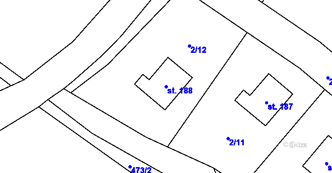 Parcela st. 188 v KÚ Hraběšice, Katastrální mapa