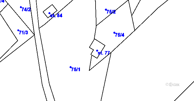 Parcela st. 77 v KÚ Krásné u Šumperka, Katastrální mapa