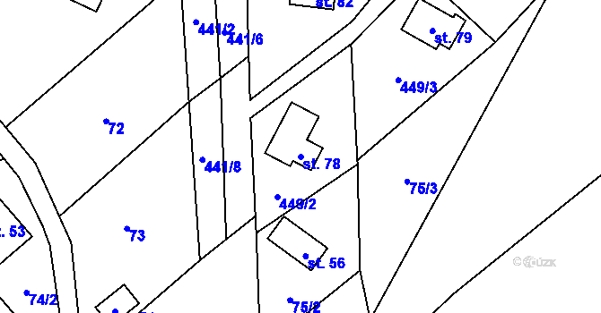 Parcela st. 78 v KÚ Krásné u Šumperka, Katastrální mapa