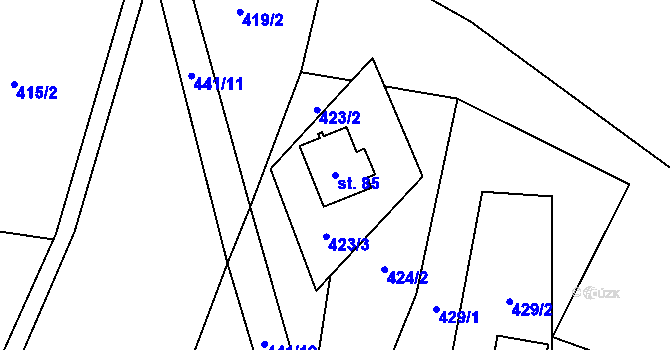 Parcela st. 85 v KÚ Krásné u Šumperka, Katastrální mapa