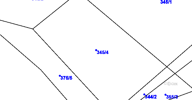 Parcela st. 345/4 v KÚ Krásné u Šumperka, Katastrální mapa