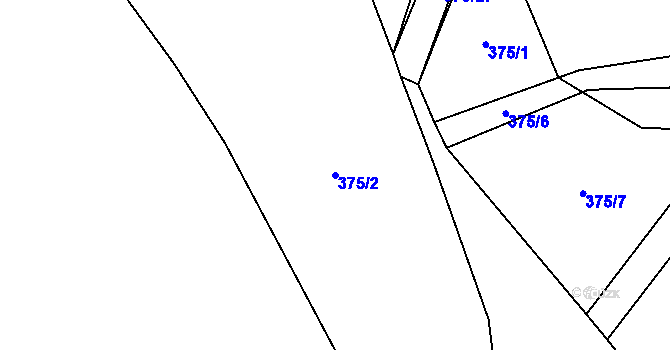 Parcela st. 375/2 v KÚ Krásné u Šumperka, Katastrální mapa