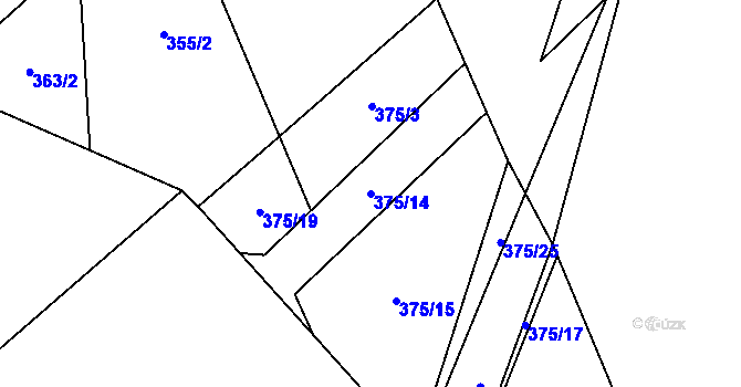 Parcela st. 375/14 v KÚ Krásné u Šumperka, Katastrální mapa