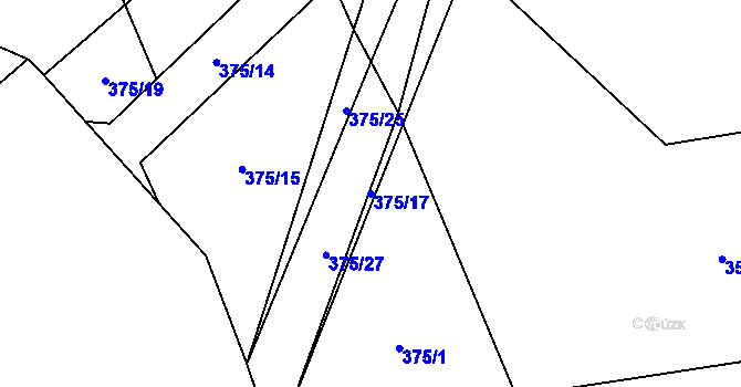 Parcela st. 375/17 v KÚ Krásné u Šumperka, Katastrální mapa