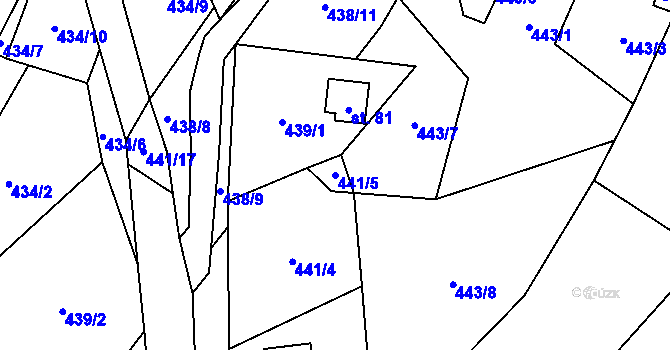 Parcela st. 441/5 v KÚ Krásné u Šumperka, Katastrální mapa