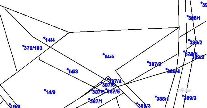 Parcela st. 14/5 v KÚ Krásné u Šumperka, Katastrální mapa