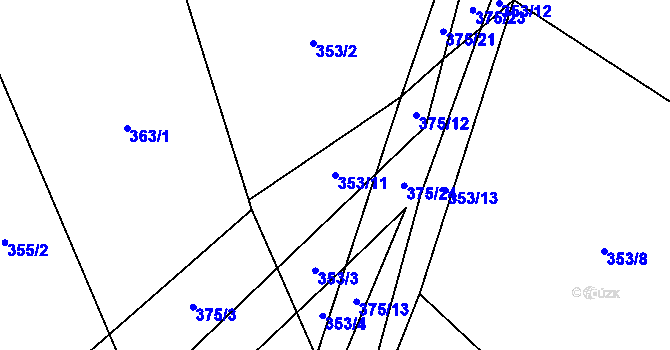 Parcela st. 353/11 v KÚ Krásné u Šumperka, Katastrální mapa