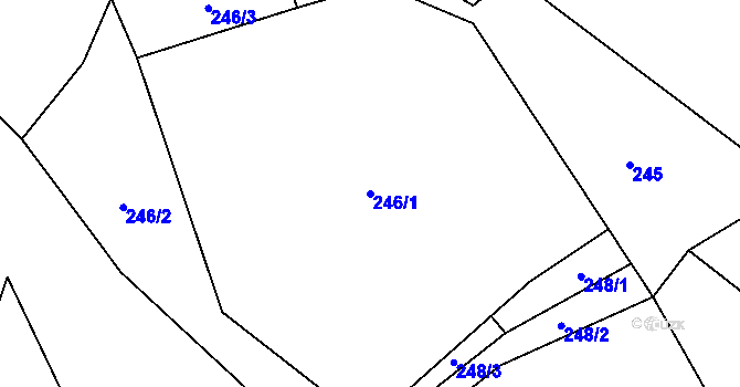 Parcela st. 246/1 v KÚ Hraběšín, Katastrální mapa