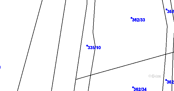 Parcela st. 335/10 v KÚ Hraběšín, Katastrální mapa