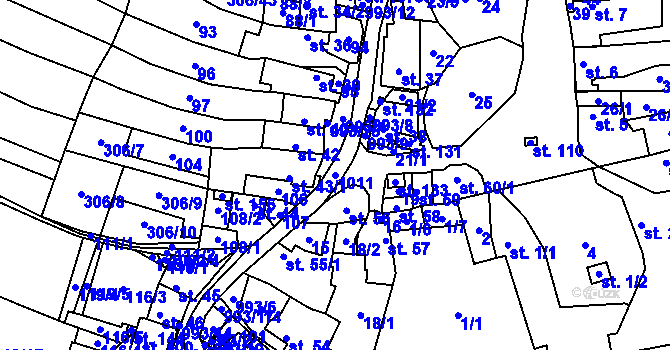 Parcela st. 1011 v KÚ Hraběšín, Katastrální mapa