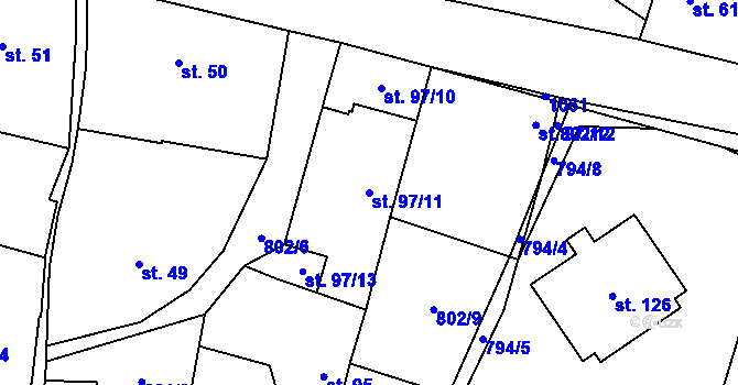 Parcela st. 97/11 v KÚ Hraběšín, Katastrální mapa