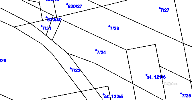 Parcela st. 7/24 v KÚ Hraběšín, Katastrální mapa