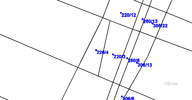 Parcela st. 220/4 v KÚ Hraběšín, Katastrální mapa