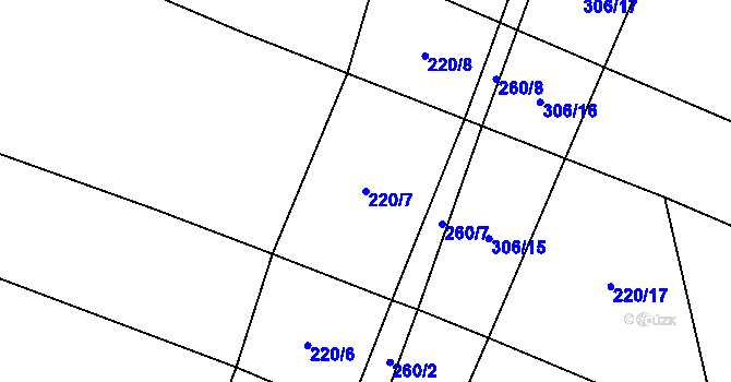 Parcela st. 220/7 v KÚ Hraběšín, Katastrální mapa
