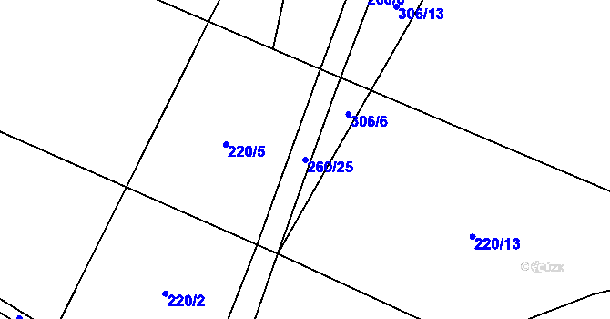 Parcela st. 260/25 v KÚ Hraběšín, Katastrální mapa