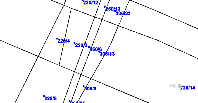 Parcela st. 306/13 v KÚ Hraběšín, Katastrální mapa