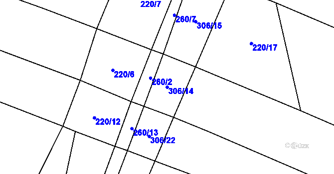 Parcela st. 306/14 v KÚ Hraběšín, Katastrální mapa