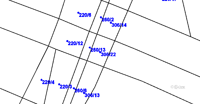 Parcela st. 306/22 v KÚ Hraběšín, Katastrální mapa