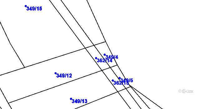 Parcela st. 349/4 v KÚ Hraběšín, Katastrální mapa