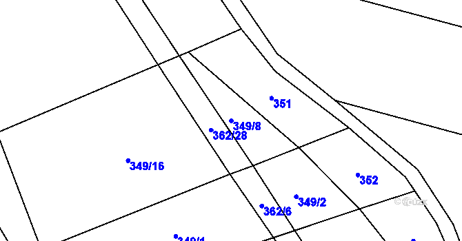 Parcela st. 349/8 v KÚ Hraběšín, Katastrální mapa