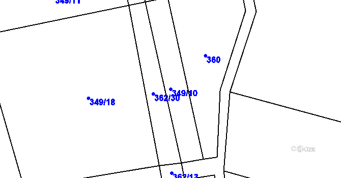 Parcela st. 349/10 v KÚ Hraběšín, Katastrální mapa