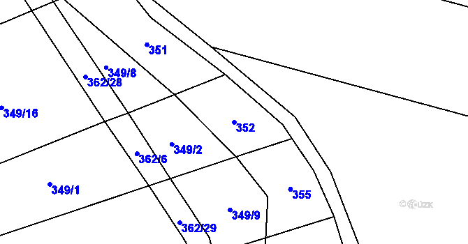 Parcela st. 352 v KÚ Hraběšín, Katastrální mapa