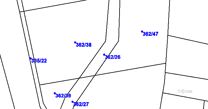 Parcela st. 362/26 v KÚ Hraběšín, Katastrální mapa