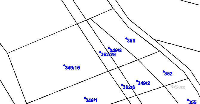 Parcela st. 362/28 v KÚ Hraběšín, Katastrální mapa