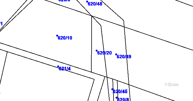 Parcela st. 620/20 v KÚ Hraběšín, Katastrální mapa