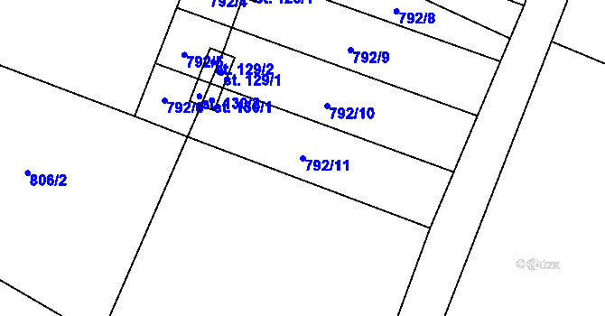 Parcela st. 792/11 v KÚ Hraběšín, Katastrální mapa