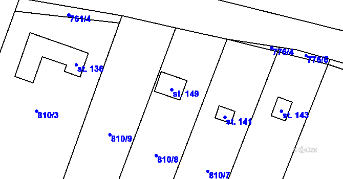 Parcela st. 149 v KÚ Hraběšín, Katastrální mapa