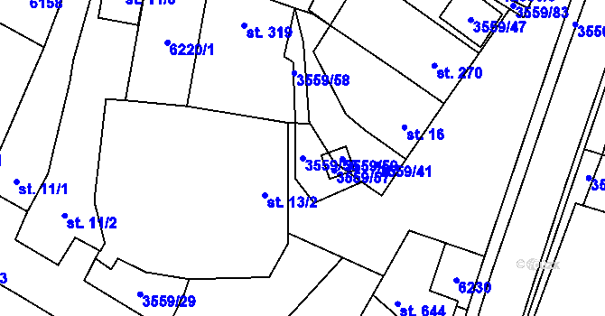 Parcela st. 3559/56 v KÚ Hrabětice, Katastrální mapa
