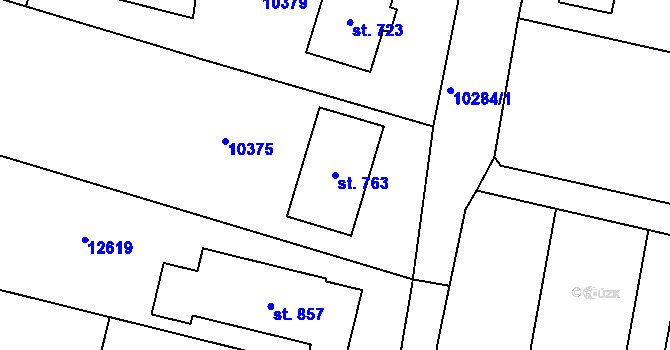 Parcela st. 763 v KÚ Hrabětice, Katastrální mapa