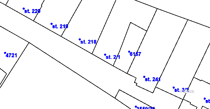 Parcela st. 2/1 v KÚ Hrabětice, Katastrální mapa