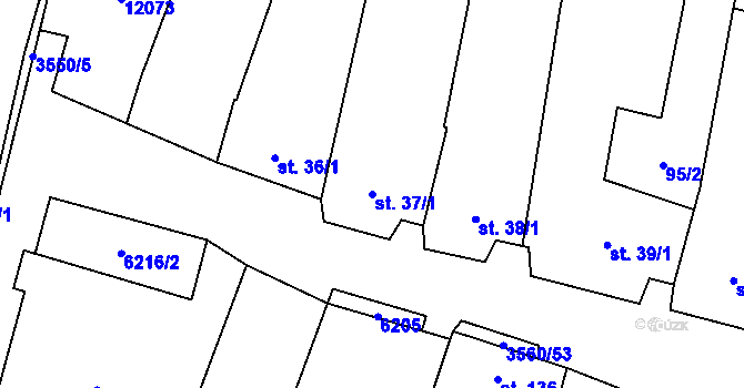 Parcela st. 37/1 v KÚ Hrabětice, Katastrální mapa