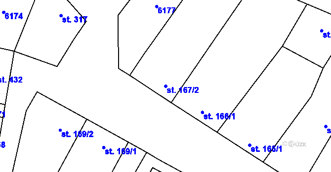 Parcela st. 167/2 v KÚ Hrabětice, Katastrální mapa
