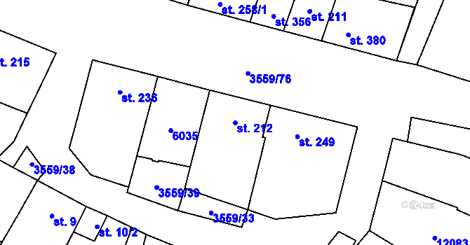 Parcela st. 212 v KÚ Hrabětice, Katastrální mapa