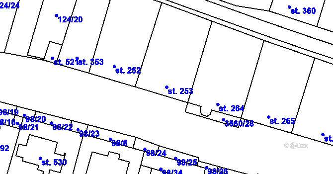 Parcela st. 253 v KÚ Hrabětice, Katastrální mapa