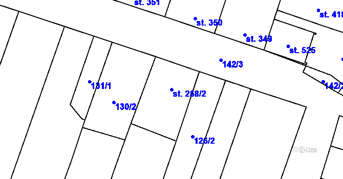 Parcela st. 258/2 v KÚ Hrabětice, Katastrální mapa