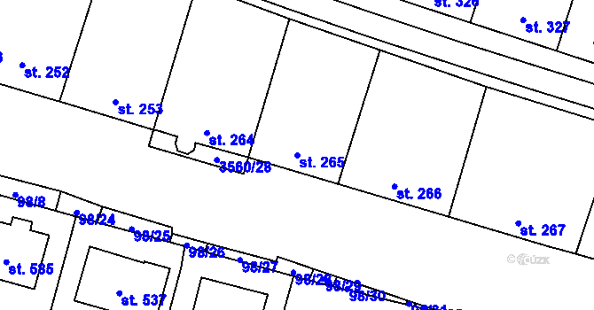 Parcela st. 265 v KÚ Hrabětice, Katastrální mapa