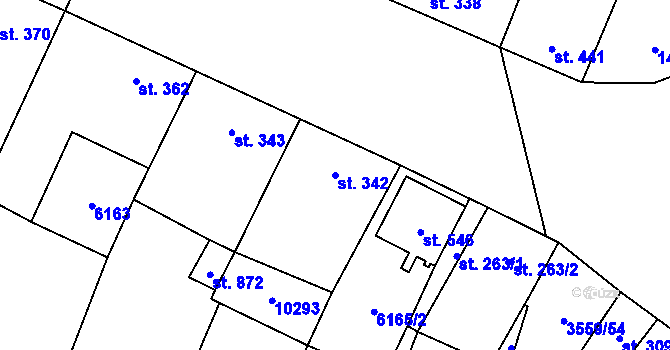 Parcela st. 342 v KÚ Hrabětice, Katastrální mapa