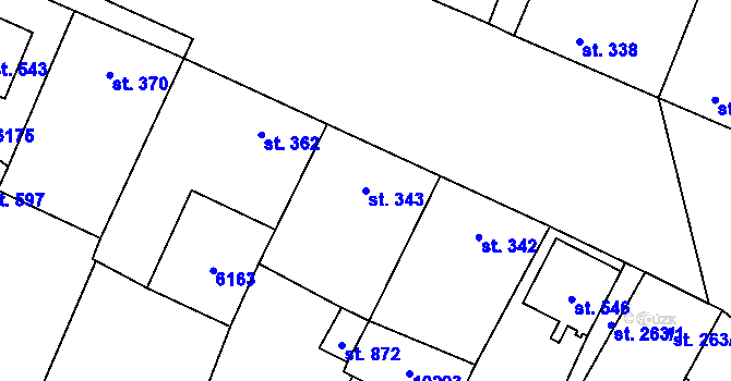 Parcela st. 343 v KÚ Hrabětice, Katastrální mapa
