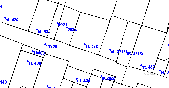 Parcela st. 372 v KÚ Hrabětice, Katastrální mapa