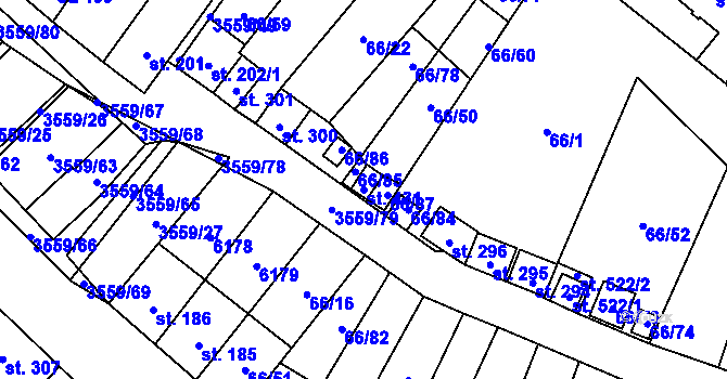 Parcela st. 431 v KÚ Hrabětice, Katastrální mapa
