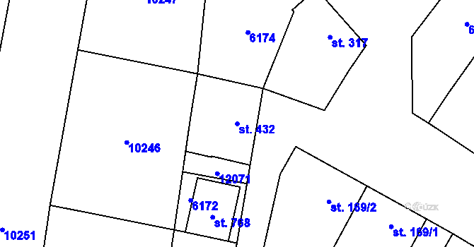 Parcela st. 432 v KÚ Hrabětice, Katastrální mapa